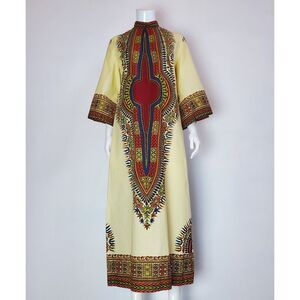 Vintage 60s Alex Colman Cream Burgundy Kaftan
